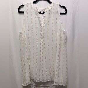 Crown & Ivy Sleeveless White Blouse with Gold Accents